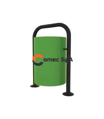 Basurero metálico circular de 50 litros para exteriores en color verde