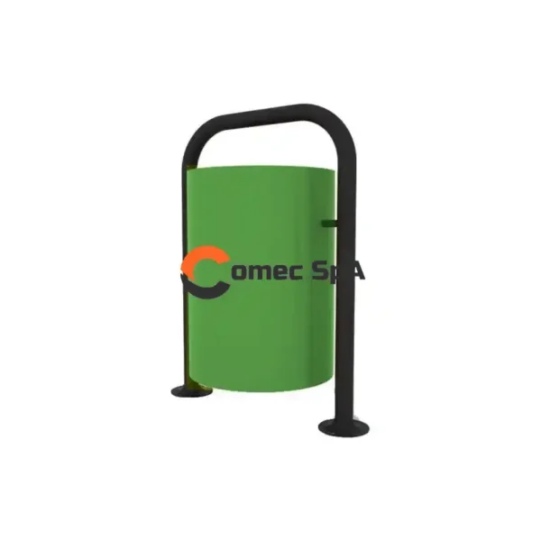 Basurero metálico circular de 50 litros para exteriores en color verde