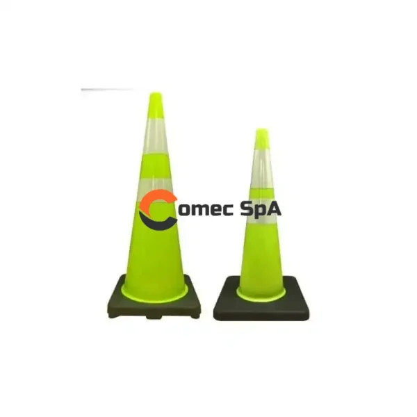Cono Trafico y Seguridad 90 Cm Verde Fluor 2 Cintas