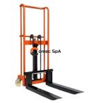 Apilador hidráulico manual 400 kg elevación 130 cm con uñas 65 cm y 4 ruedas para bodega y taller Chile