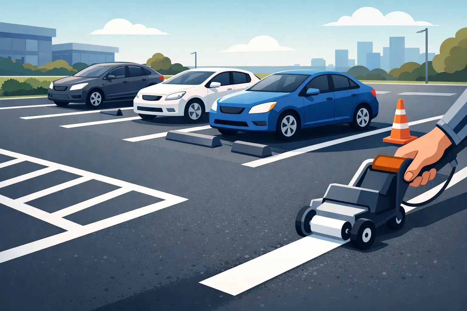 Demarcación vial para estacionamientos bien hecha