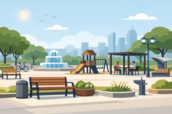 Equipamiento urbano para plazas: qué comprar
